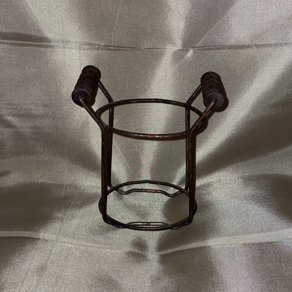 Vintage clear Honeycomb Glass Jar with Metal Holder - Picture 3 of 6